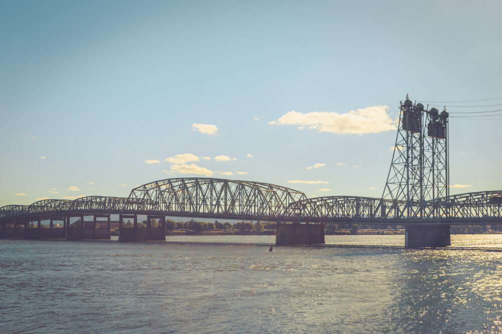 Columbia River Bridge In Vancouver Downtown, Usa